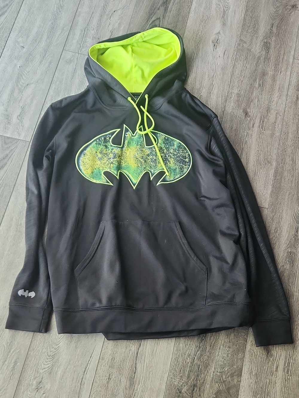 Batman Black Hoodie with Neon Yellow Lined Hoodie